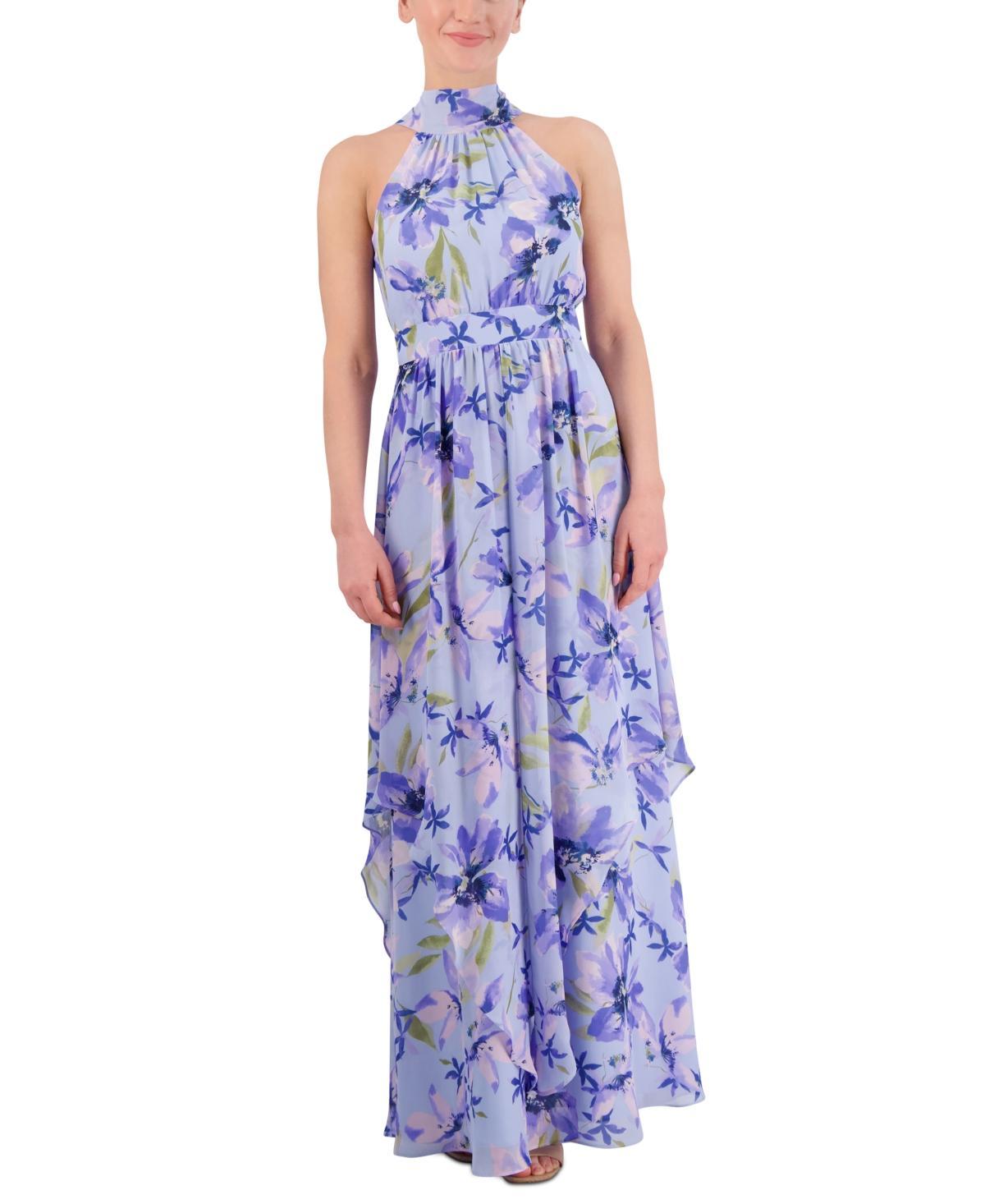 Women's Printed High-Neck Sleeveless Chiffon Dress Product Image