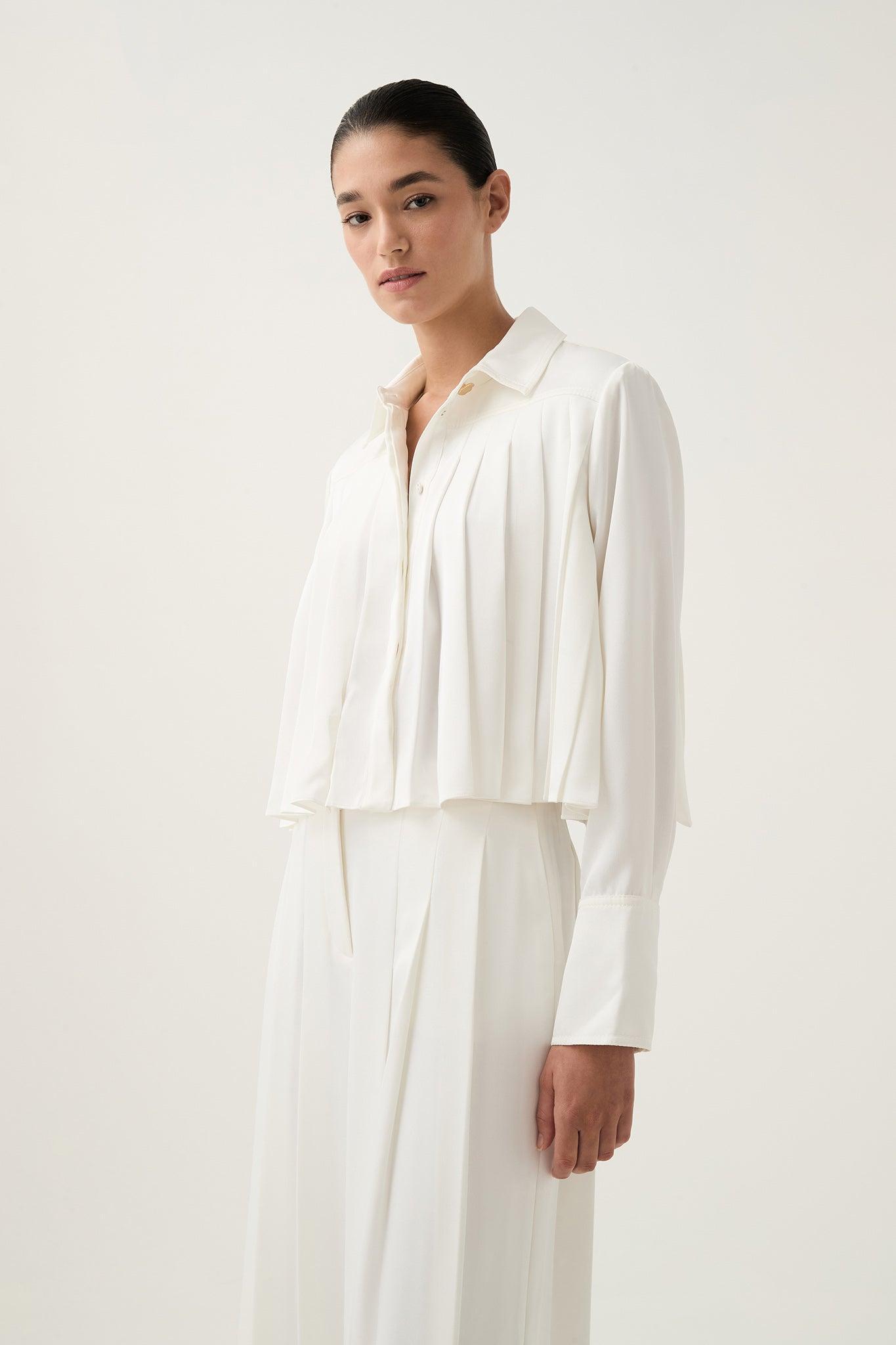 Estrade Pleated Crop Shirt Product Image