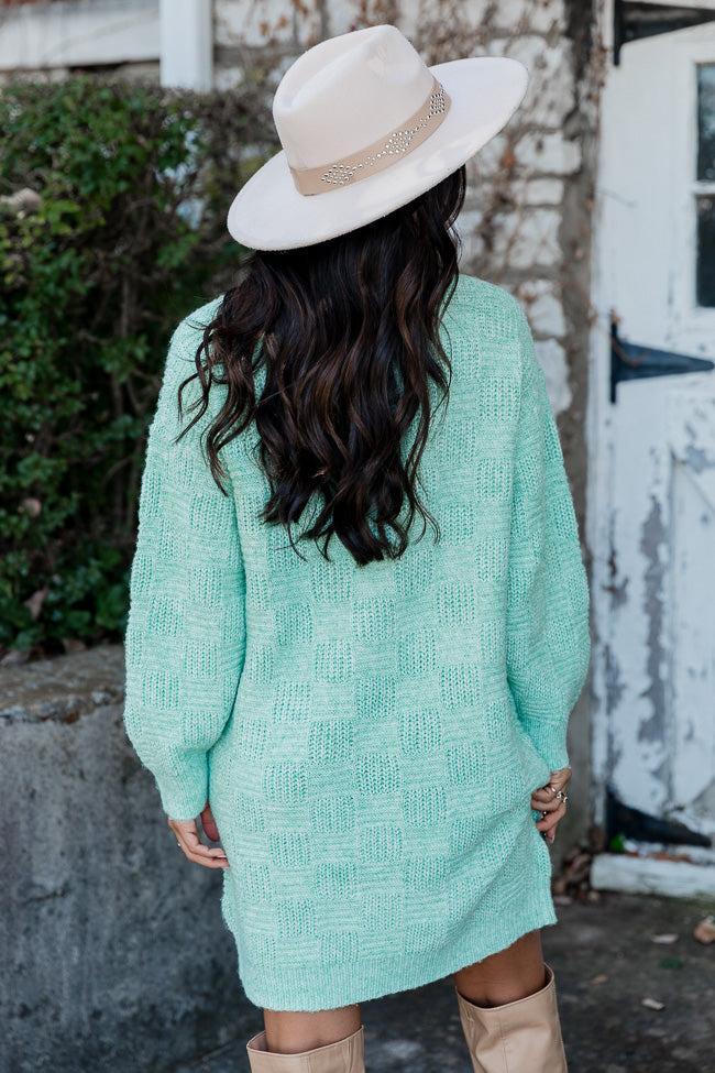 Never Pretend Sage Basketweave Knit Sweater Dress FINAL SALE Product Image