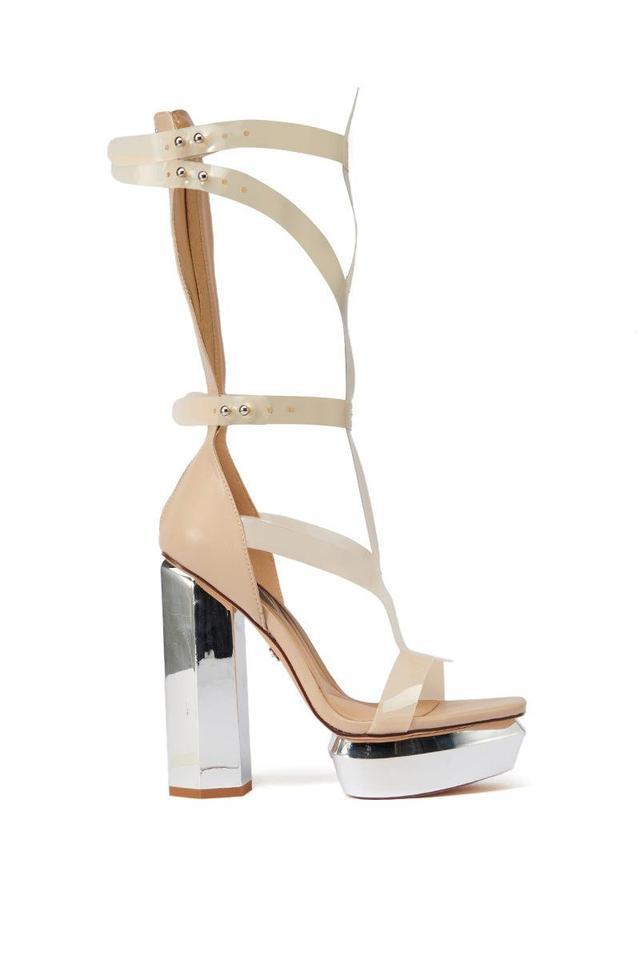 AZALEA WANG DARCELLE NUDE EDGY PLATFORM SANDAL Product Image