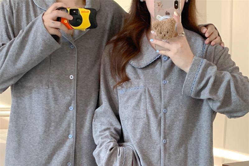 Couple Matching Plain Pajama Set Product Image