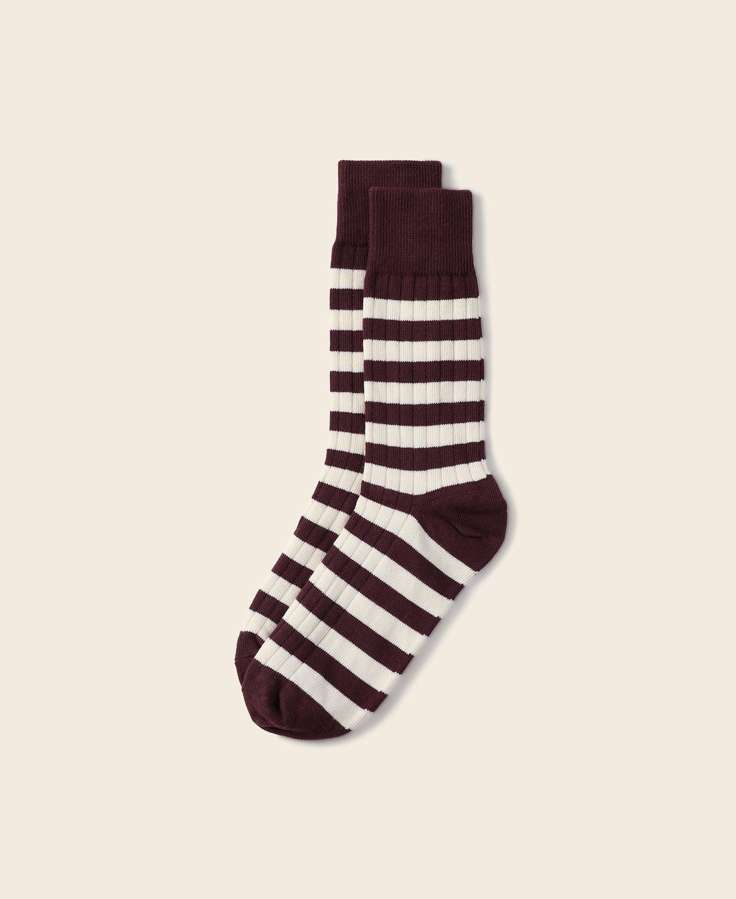 Retro Striped Cotton Socks - Red/White Product Image