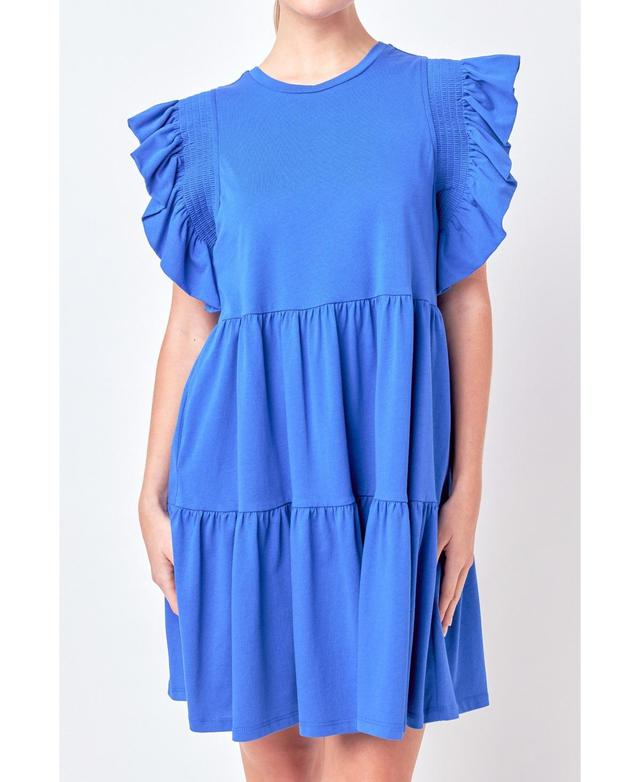 Womens Knit Ruffled Mini Dress Product Image