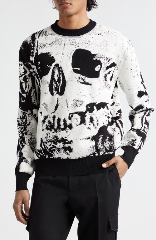 Alexander McQueen Fold Skull Jacquard Crewneck Sweater Product Image