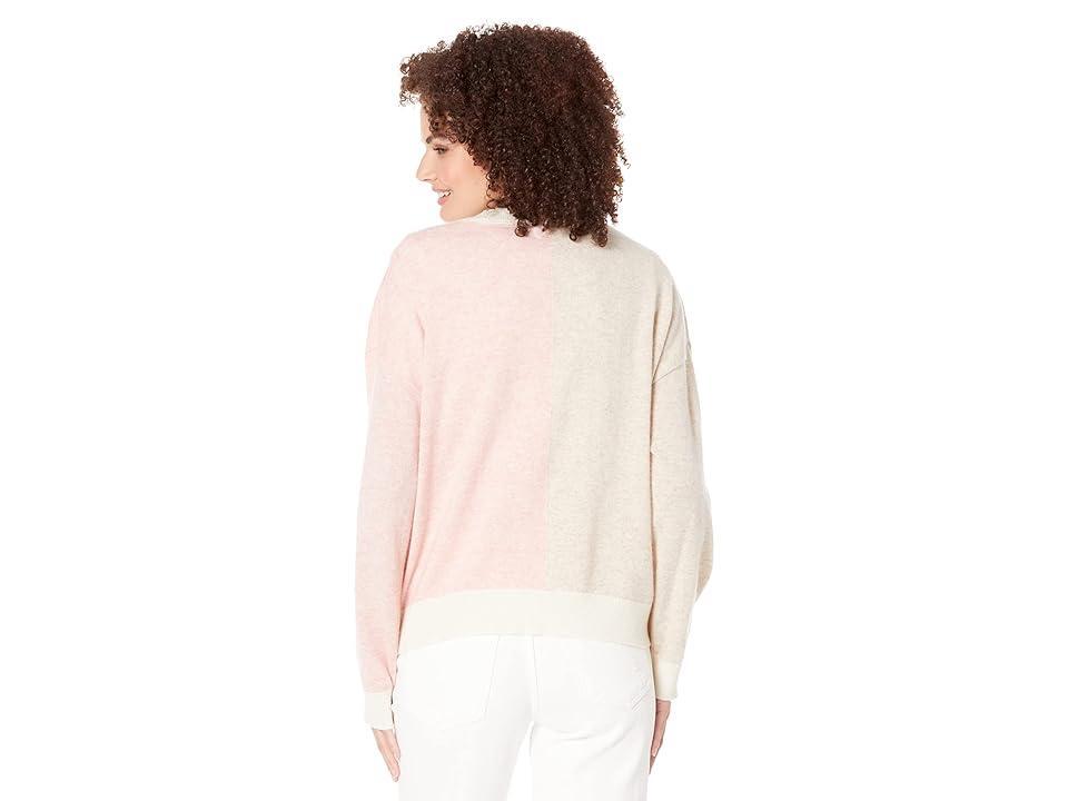 SUNDRY Two-Tone Boxy Cardigan (Oatmeal/Rosewater) Women's Clothing Product Image