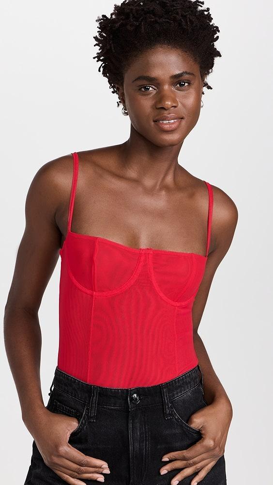 Good American Corset Demi Mesh Thong Bodysuit | Shopbop Product Image