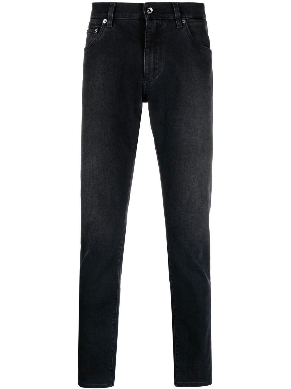 Men's Denim Cotton Slim Jeans In Black Product Image