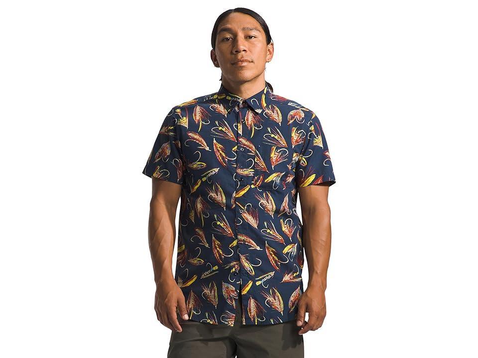 The North Face Short Sleeve Baytrail Pattern Shirt (Summit Navy Hand Tied Fly Print) Men's Clothing Product Image