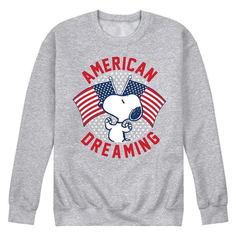 Mens Peanuts American Dreaming Fleece Sweatshirt Black Product Image