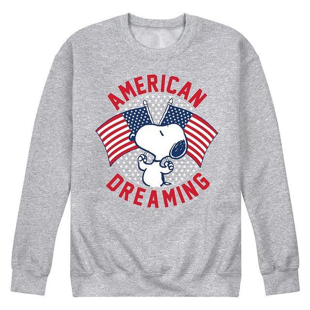 Mens Peanuts American Dreaming Fleece Sweatshirt Blue Product Image