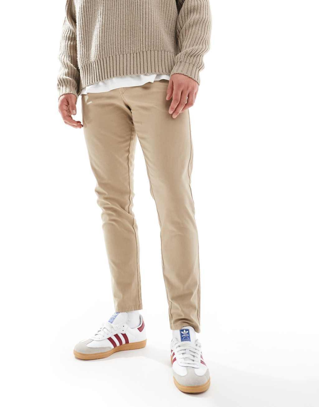 JJ Rebel slim fit chino pants in beige Product Image