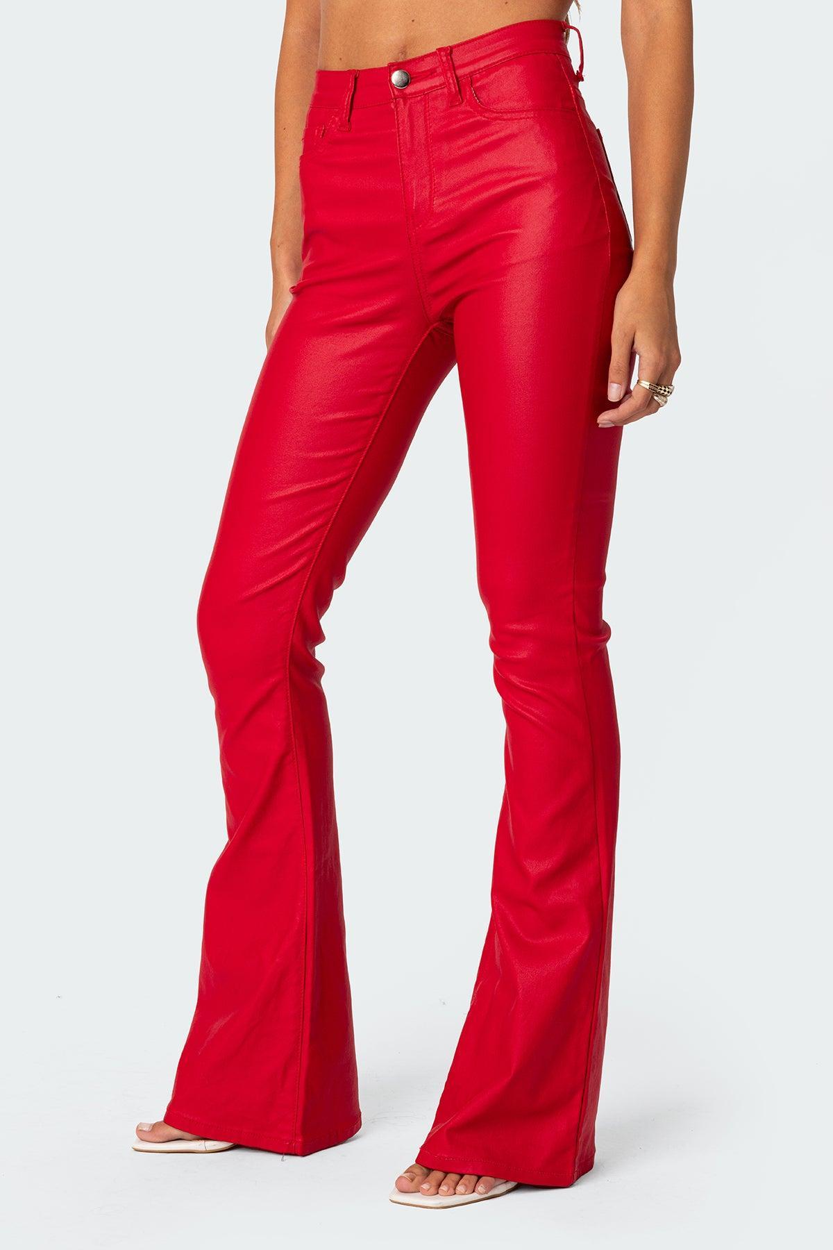 Luna Faux Leather Flare Jeans Product Image