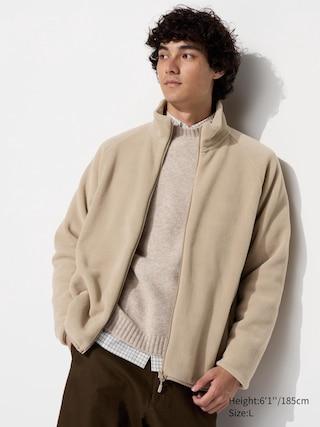 Mens Fleece Full-Zip Jacket Beige Medium UNIQLO US Product Image