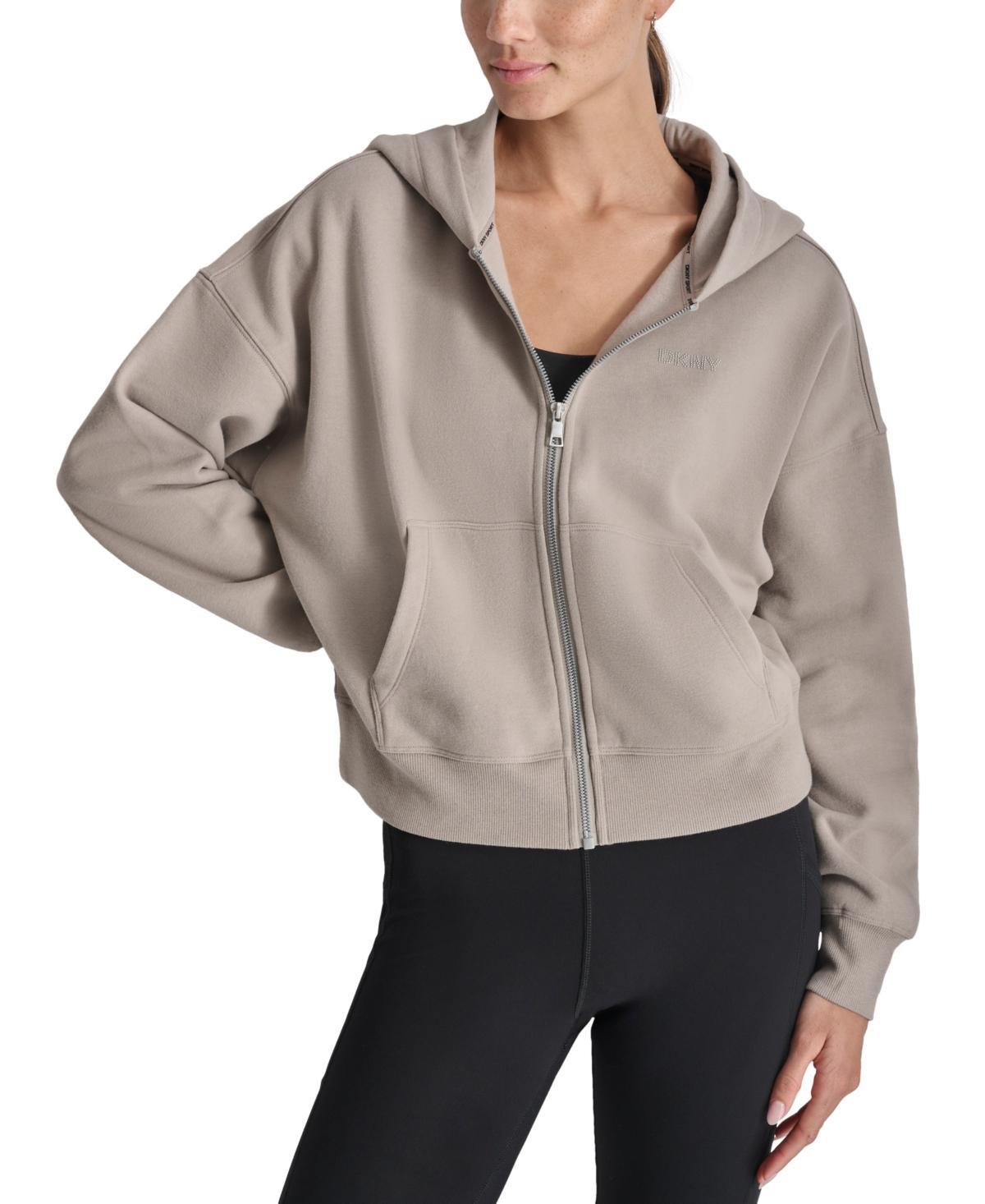 Dkny Sport Womens Rhinestone Logo Full-Zip Hoodie Product Image