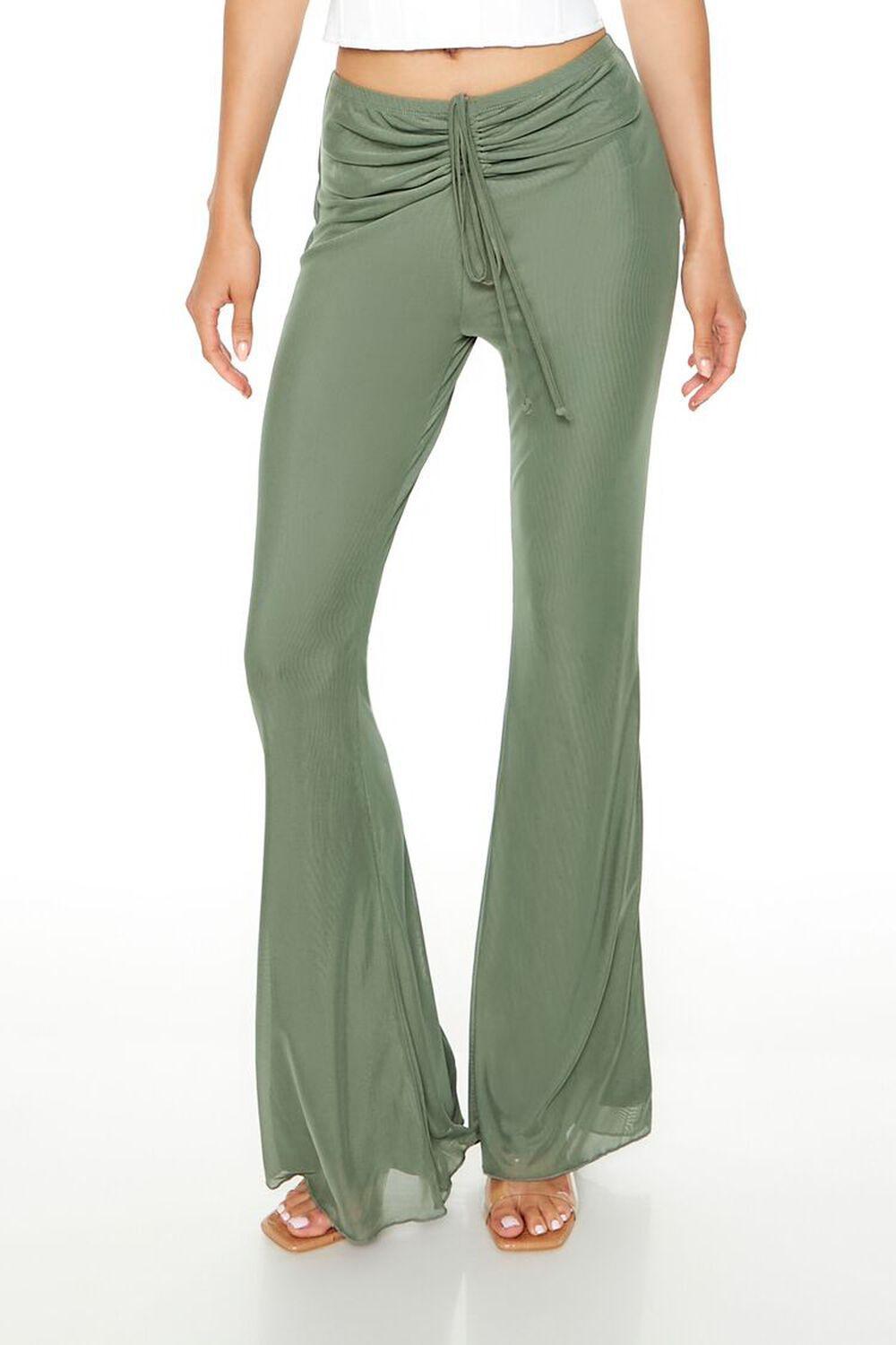 Ruched Drawstring Mesh Pants | Forever 21 Product Image