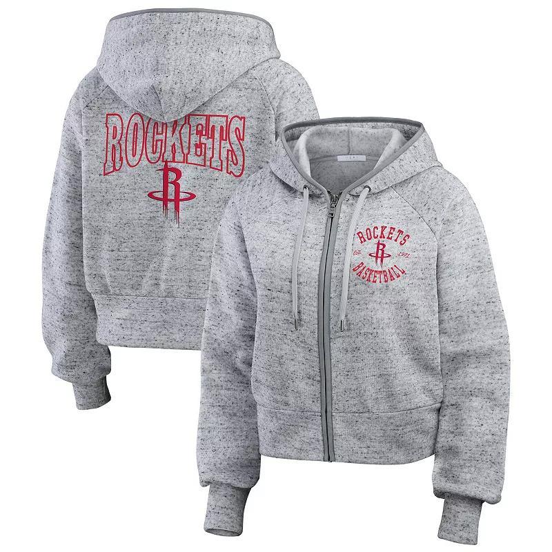 Womens WEAR by Erin Andrews Heather Gray Houston Rockets Speckled Radiator Full-Zip Hoodie Product Image