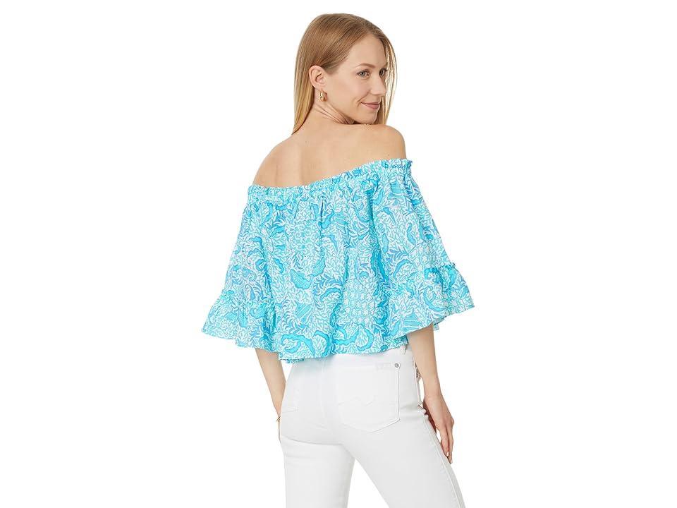 Lilly Pulitzer Croix Off-the-Shoulder Linen Top (Resort White Goombay Grooves) Women's Clothing Product Image