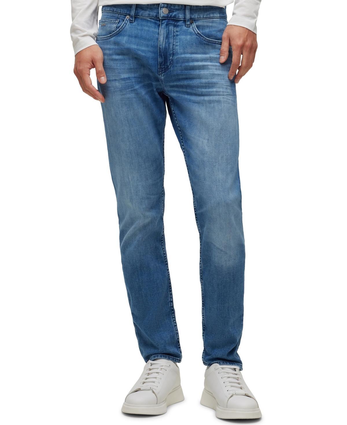 Boss Slim-fit jeans in super-soft blue stretch denim - blue - Size: 35 x 32 Product Image