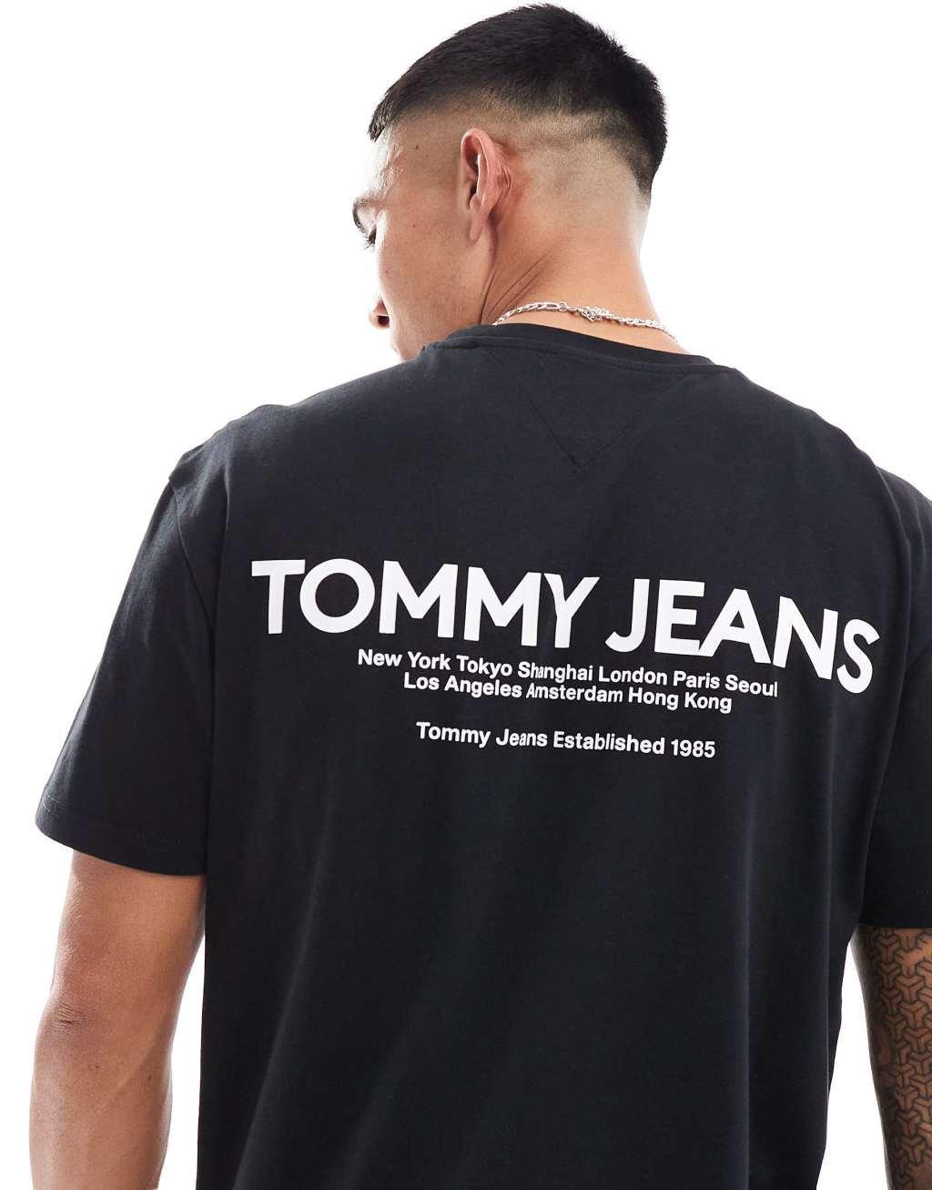 Tommy Jeans classic linear back print t-shirt in black Product Image