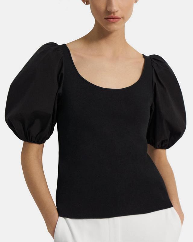 Puff Sleeve Top in Stretch Knit Product Image