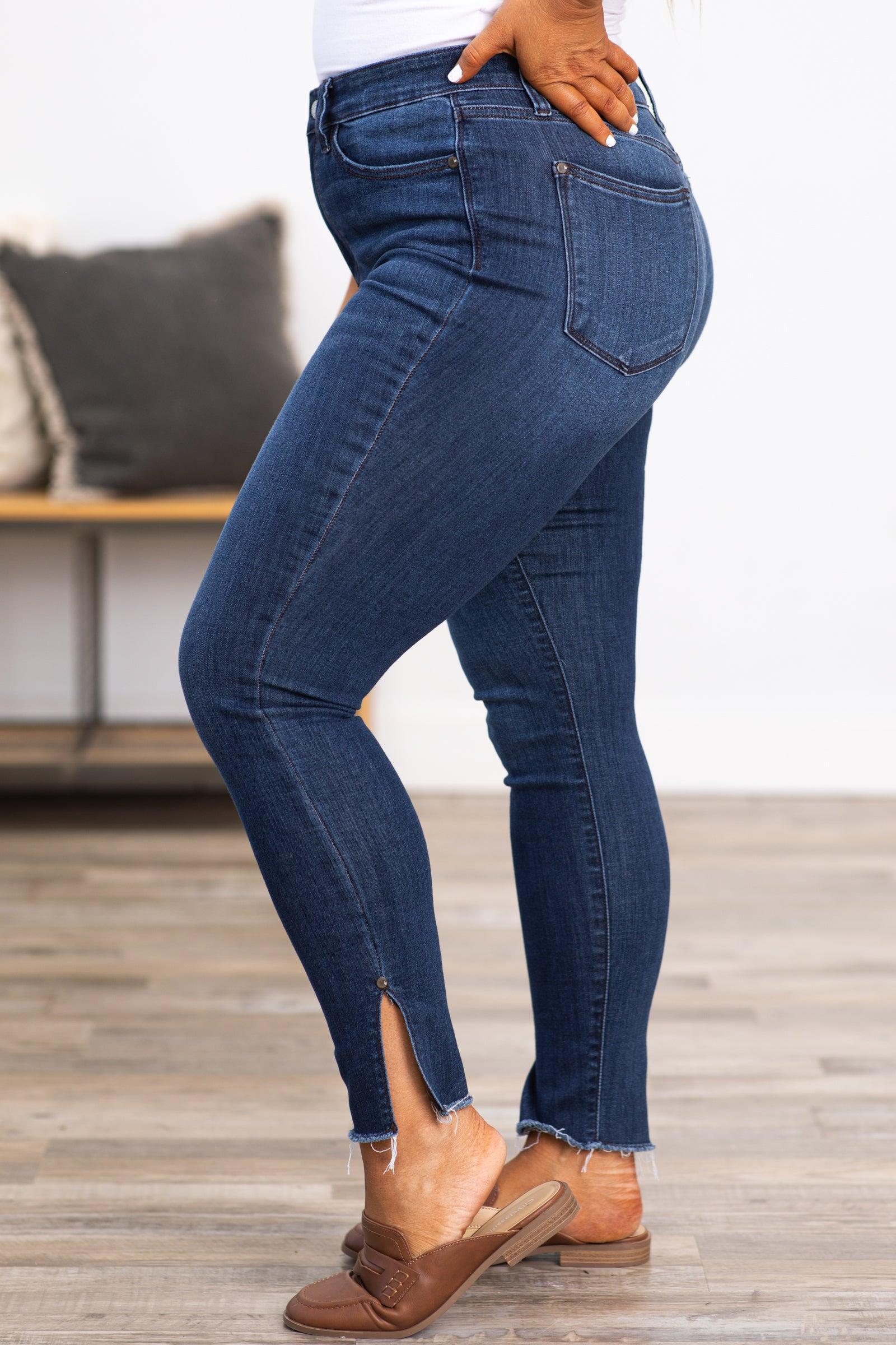 Judy Blue Dark Wash Jeans With Side Slit Product Image