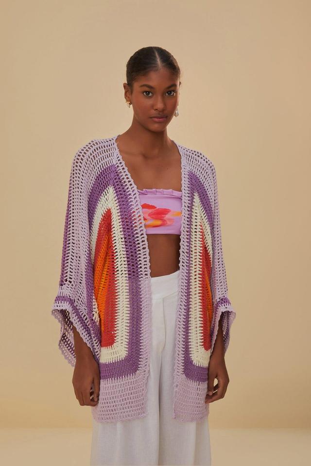 Sunset Crochet Square Kimono, SUNSET CROCHET SQUARE MULTICOLOR / L Product Image