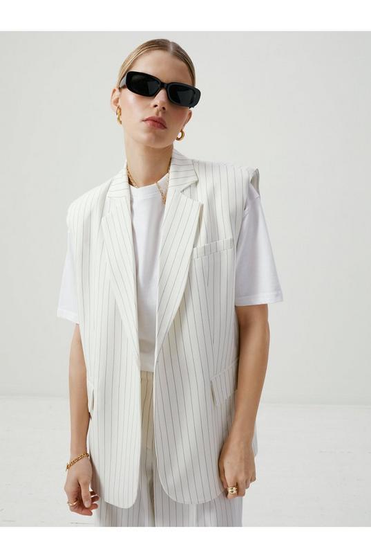 Pinstripe Oversized Tailored Vest Product Image