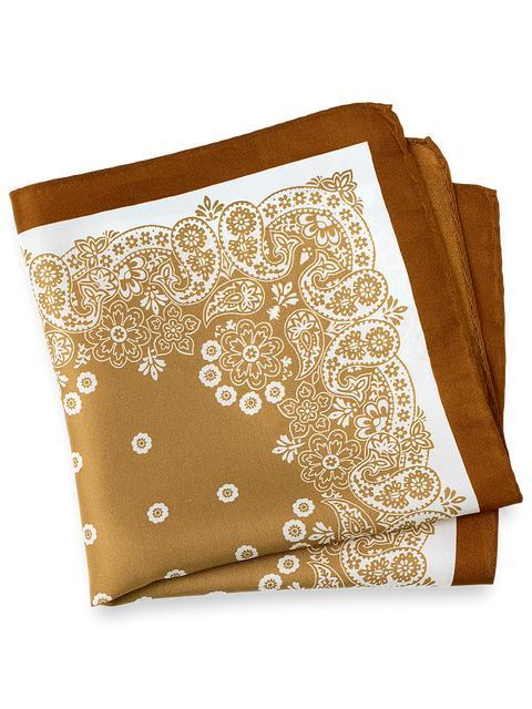 Floral Silk Pocket Square - Brown Product Image