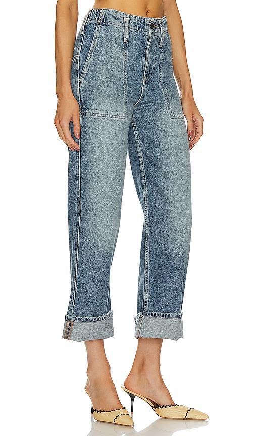 Free People Major Leagues Mid Rise Cuffed Jean in Denim-Medium. Size 32. Product Image