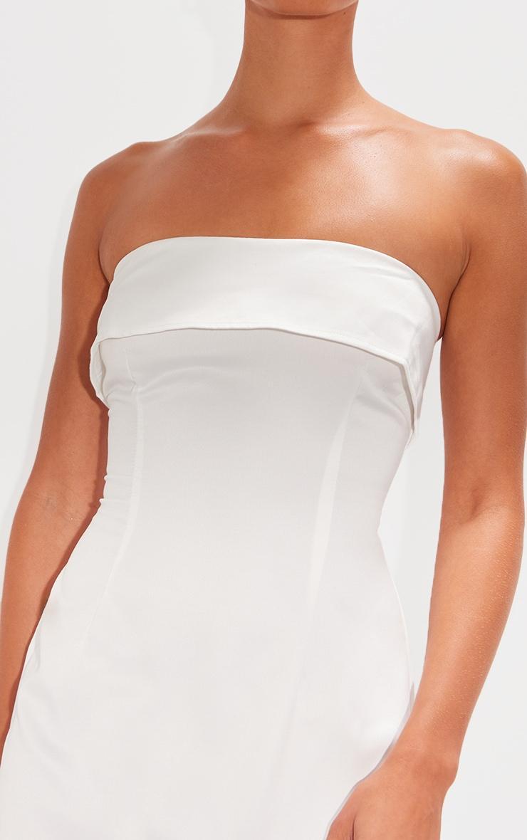 White Satin Bandeau Fold Over Shift Dress Product Image