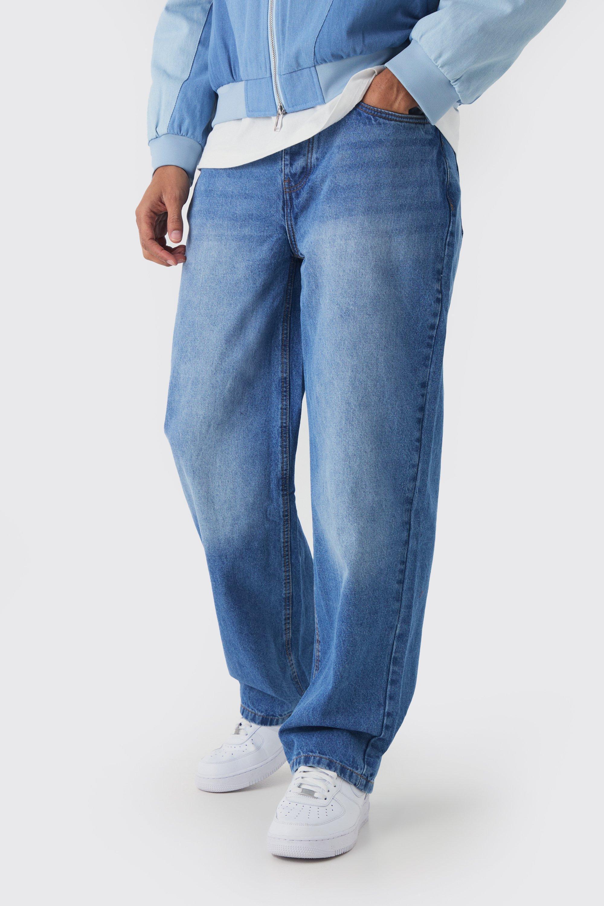 Relaxed Rigid Jeans in Light Blue | boohooMAN USA Product Image