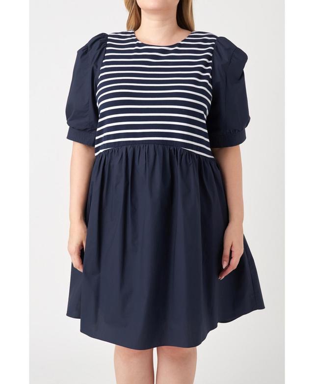 English Factory Plus Size High Low Knit Combo Dress Product Image