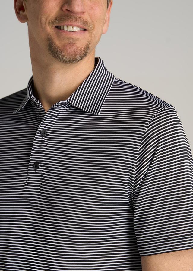 A.T. Performance Stretch Stripe Golf Tall Men's Polo Shirt in Black Male Product Image