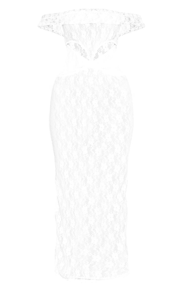 White Lace Bardot Cut Out Maxi Dress Product Image