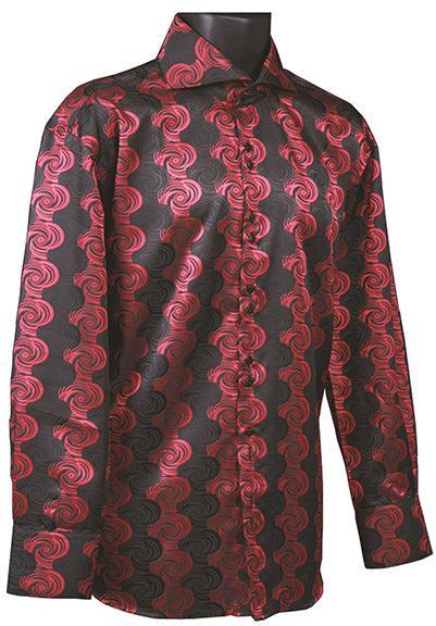 Dress Shirt Regular Fit Designer Pattern In Black/Red Product Image