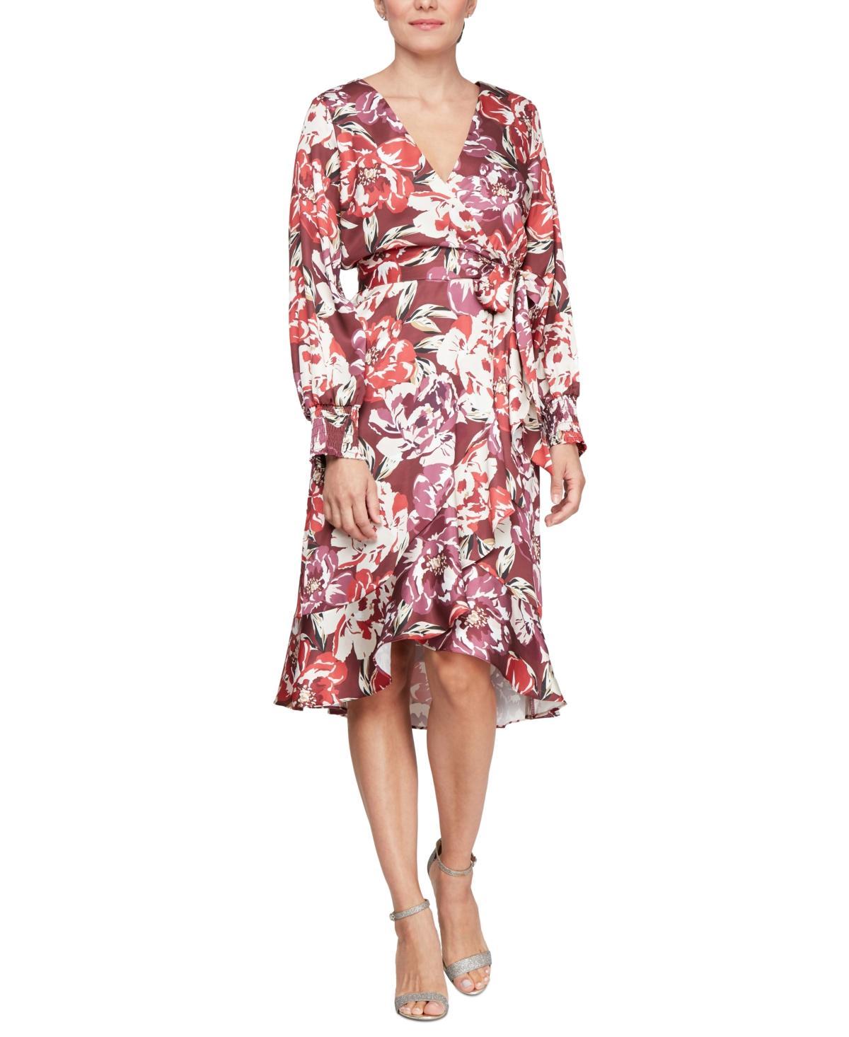 Sl Fashions Womens Printed Midi Wrap Dress - Fig Product Image