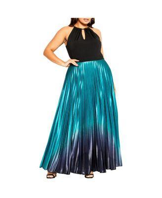 City Chic Womens Pleated Ombre Maxi Dress Black Product Image