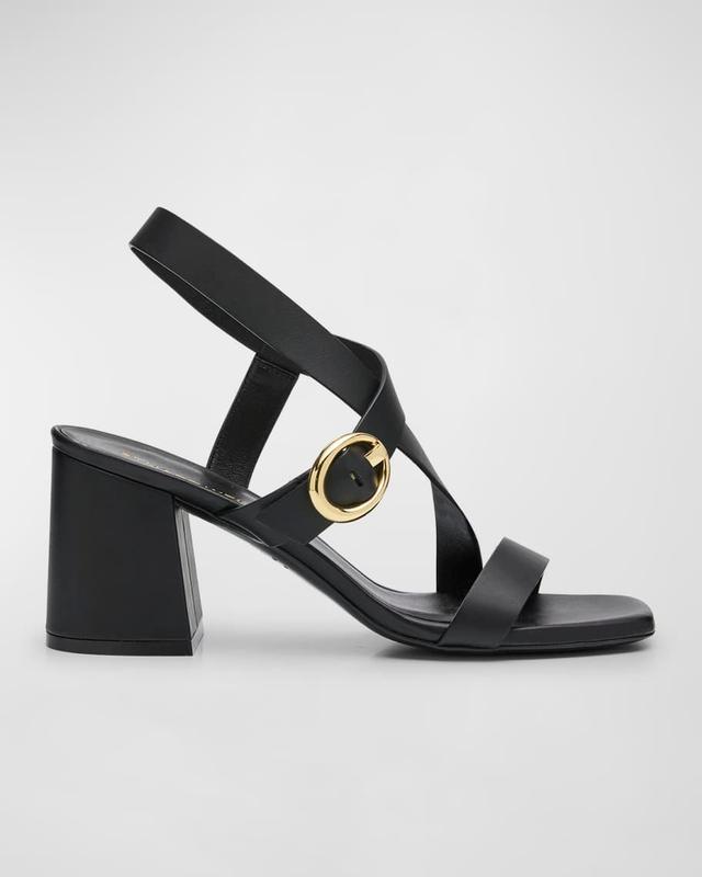 Benni Block-Heel Leather Sandals  Product Image