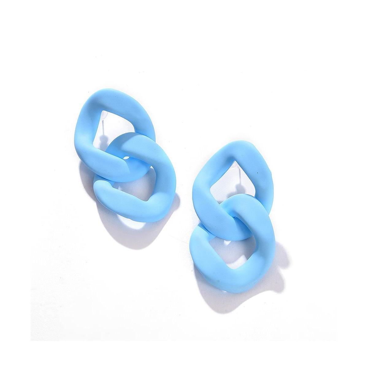 Sohi Womens Blue Chain-link Drop Earrings Product Image