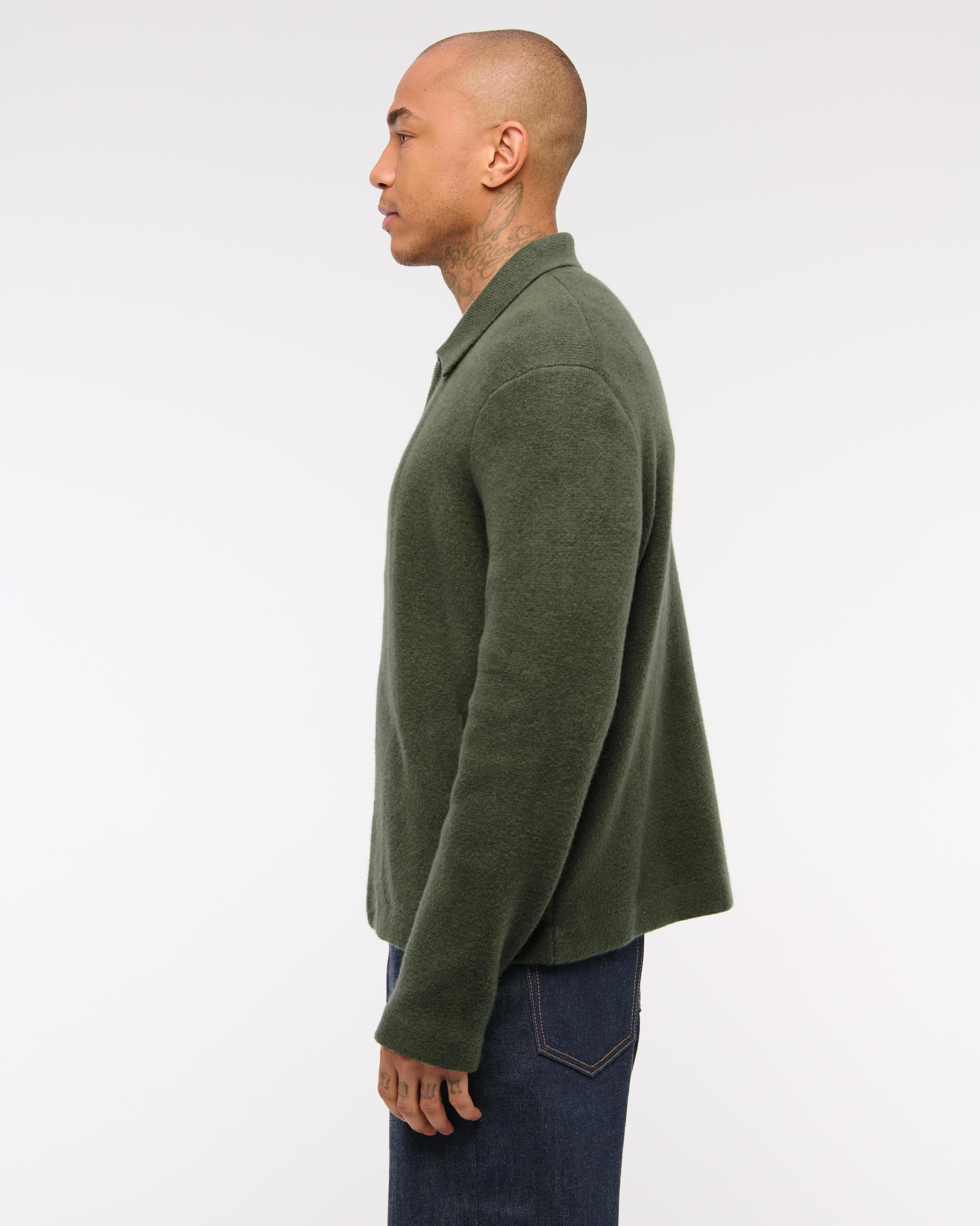 Cropped Sweater Shirt Jacket Product Image