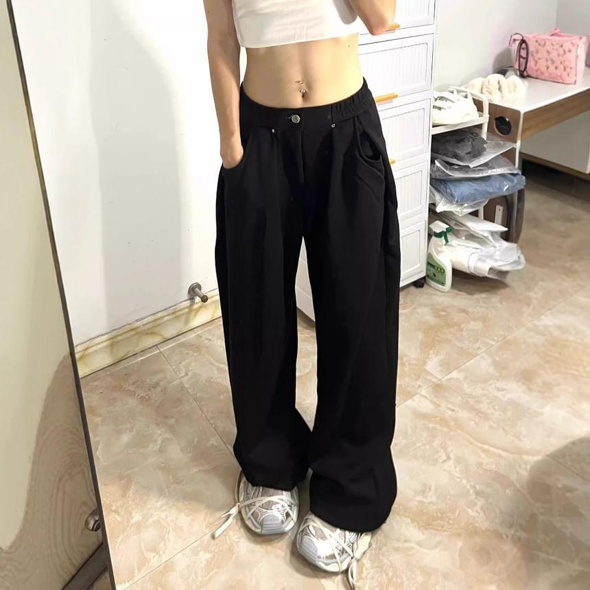 Elastic Waist Wide Leg Sweatpants Product Image