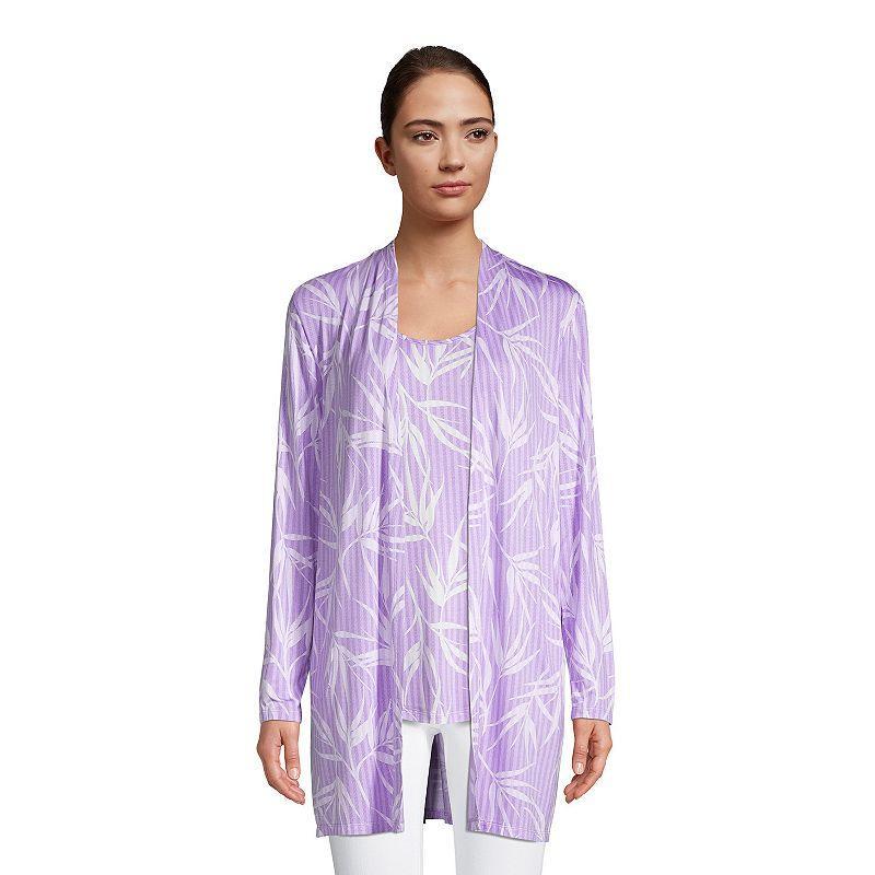 Petite Lands End Lightweight Long Cardigan Sweater, Womens Purple Product Image