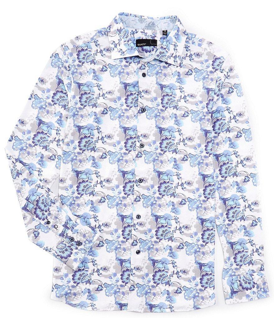 Quieti Performance Stretch Floral Print Long Sleeve Woven Shirt Product Image