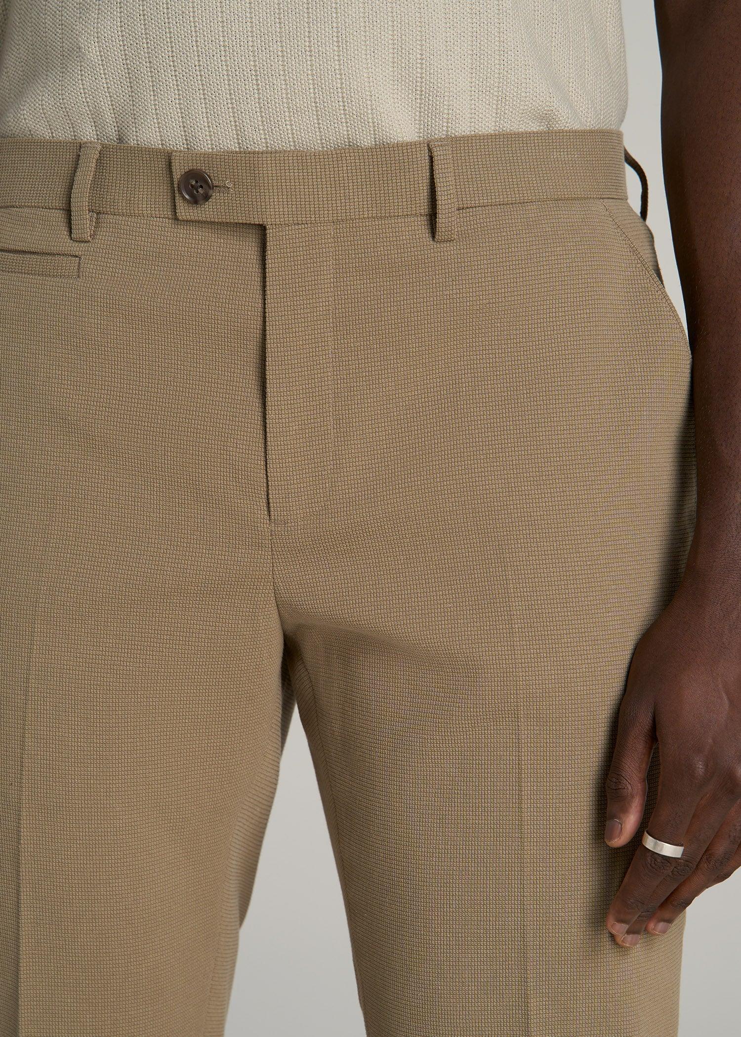 Garment Washed Stretch Chino Suit Pants for Tall Men in Desert Khaki Product Image