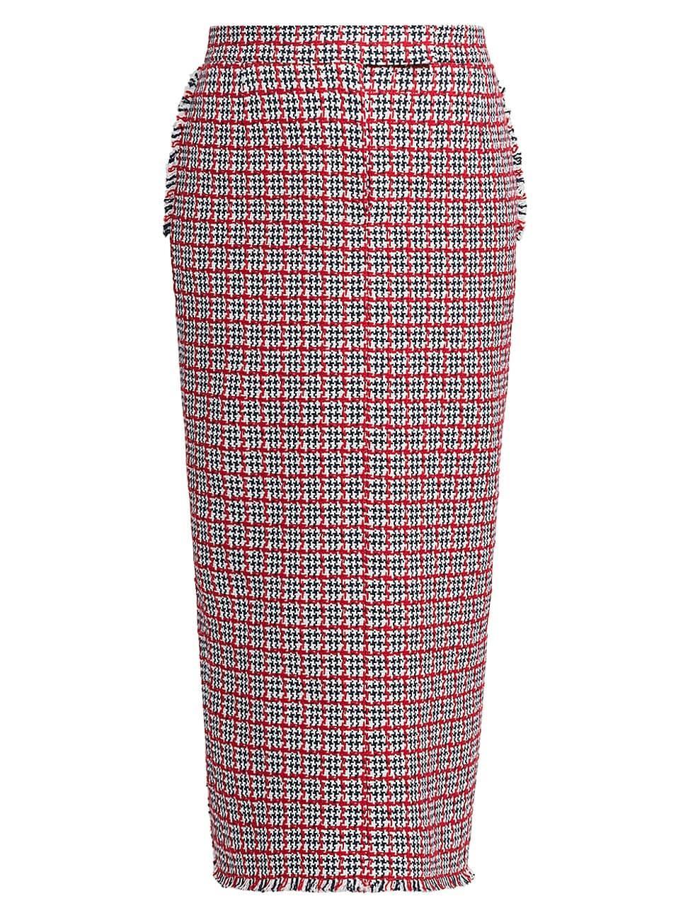 Womens Crochet Check Tweed Midi Pencil Skirt product image