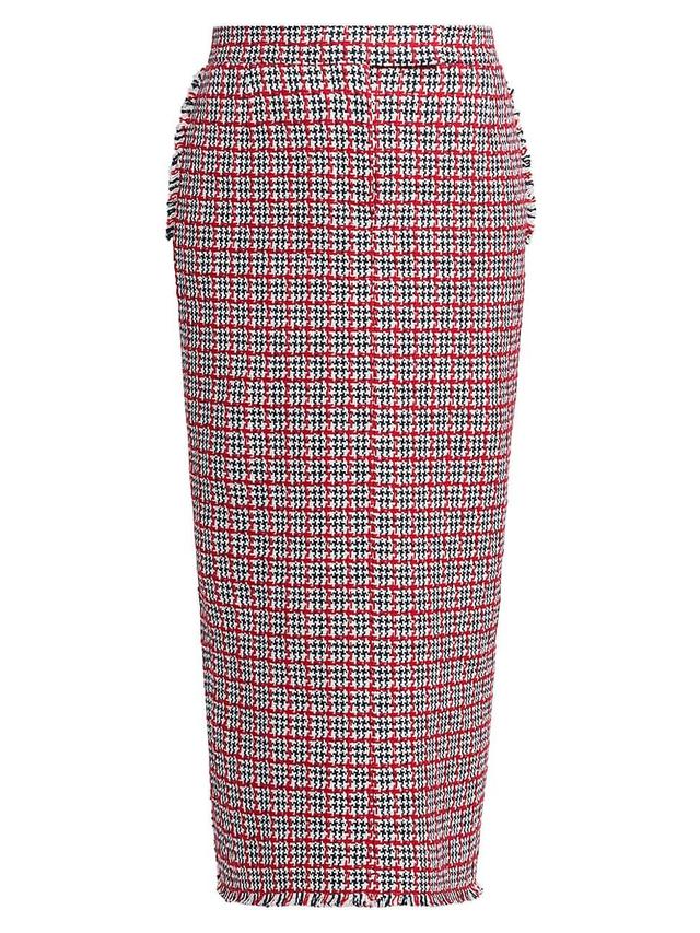 Womens Crochet Check Tweed Midi Pencil Skirt Product Image