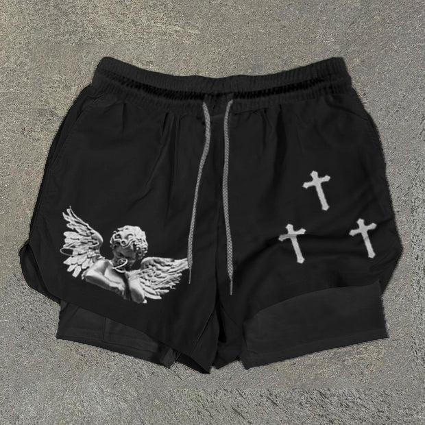 Angle Of Faith Double Layer Men's Gym Shorts Product Image