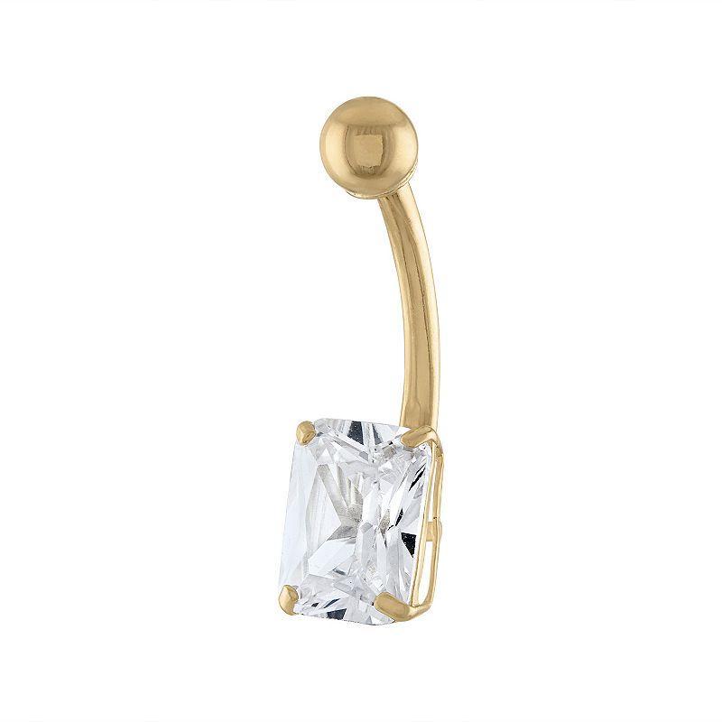 Amella Jewels 10k Gold Cubic Zirconia Belly Ring, Womens Product Image