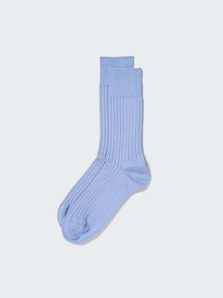 Mens Supima Cotton Wide Ribbed Socks with Deodorizing Blue US8-US11 UNIQLO US Product Image