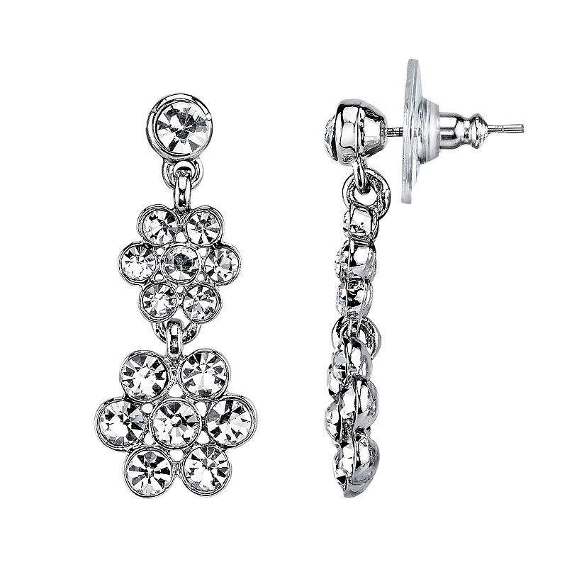 1928 Flower Drop Earrings, Womens, White Product Image